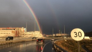 Başakşehirde çift gökkuşağı görsel şölen oluşturdu