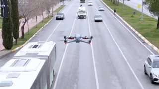 Denizlide dron ile havadan trafik denetimleri sürüyor