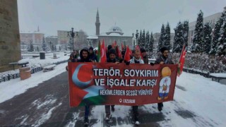 Erzurumda hekimler Gazze için yürüdü