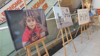 Gazzedeki dramı anlatan karikatür ve resim sergisi açıldı