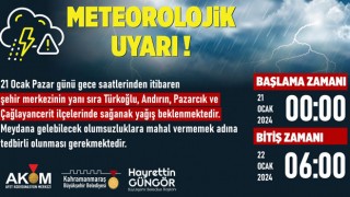 Kahramanmaraş'ta Yarın Gece Sağanak Yağış Bekleniyor