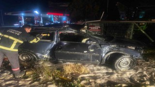 Kırklarelinde kaza yapan otomobil yandı: 1 yaralı
