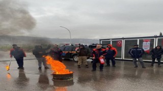 Konteyner kent yönetimlerine yangın söndürme eğitimi