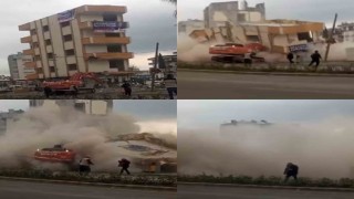 Mersinde 5 katlı binanın çökme anı kameraya yansıdı