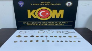 Mersinde tarihi eser operasyonu: Bir çok obje ele geçirildi