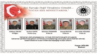 MSB, şehit askerlerin isimlerini açıkladı