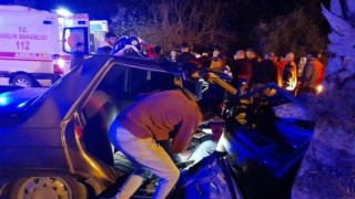 Otomobil palmiye ağacına çarptı: 1 ölü, 2 yaralı