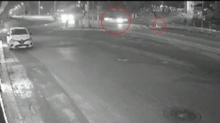 Otomobilin köpeğe çarptığı kaza kamerada