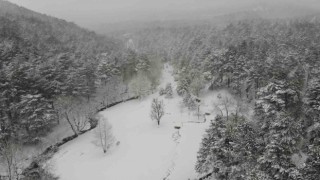 (Özel) Kar yağışı Kazdağlarında dron kamerası ile görüntülendi