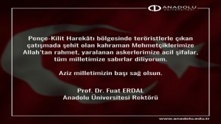 Rektörü Erdal taziye mesajı paylaştı