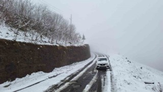 Trabzonda kar yağışı yüksek kesimlerde etkili oluyor