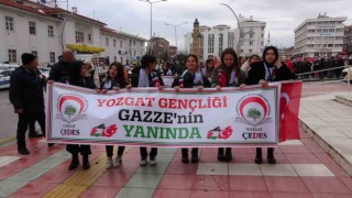 Yozgatta öğrenciler “Gazze Şeridi Yürüyüşü” gerçekleştirdi