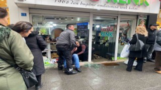 Zonguldakta bir kişi yaslandığı işyerinin camı patlayınca yaralandı