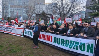 ABD Ankara Büyükelçiliği önünde İsraile protesto