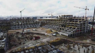 Ankarada 45 bin kişilik yapılan stadyumun çalışmaları havadan görüntülendi
