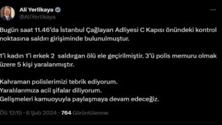 Bakan Yerlikaya, Çağlayan Adliyesine saldırıda bulunan 2 kişinin ölü ele geçirildiğini bildirdi