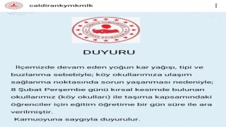 Çaldıranda taşımalı eğitime 1 gün ara