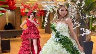Diyarbakırlı moda tasarımcısı Sevgililer Gününe özel çiçekli gelinlik tasarladı