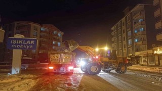 Ercişte kar yığınları kamyonlarla taşınıyor