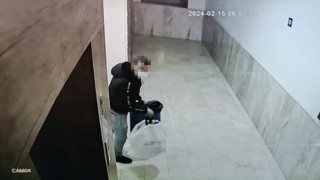 Kapı önündeki ayakkabıları çalan hırsız kameraya yansıdı