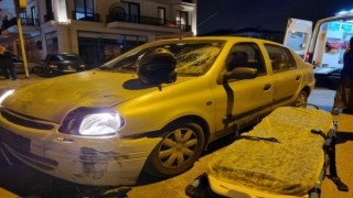 Otomobilin camına çarparak savrulan motosiklet sürücüsü yaralandı