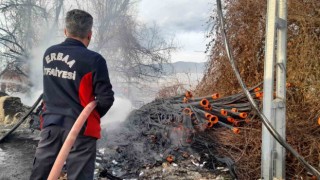 Tokatta bahçede çıkan yangın şantiyeye sıçradı