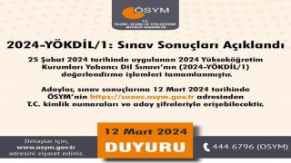 2024-YÖKDİL/1 sınav sonuçları açıklandı