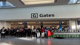 ABDdeki San Francisco Uluslararası Havalimanında Gazze protestosu