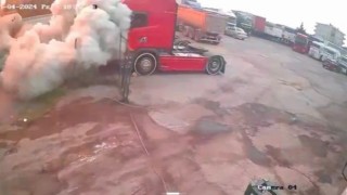 Ataşehirde tankerin patlama anı kamerada