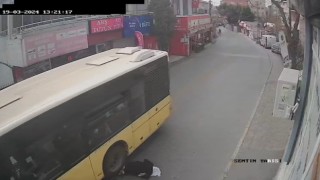 Beykozda yaşlı kadına otobüs çarptı, o anlar kameraya yansıdı
