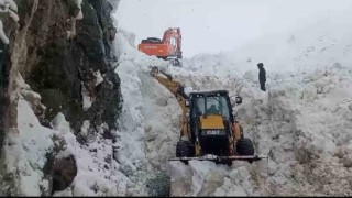 Beytüşşebapta yaylada kalan ailelerin karla kaplı yolunu açma çalışmaları sürüyor