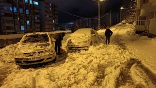 Bitliste tek katlı evler ve araçlar kar altında kaldı