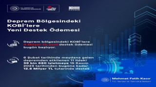 Deprem bölgesindeki KOBİlere 4 milyar TL destek ödemesi bugün başlıyor