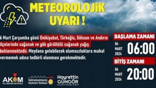 Kahramanmaraş'ta 4 İlçede Sağanak Yağış Uyarısı