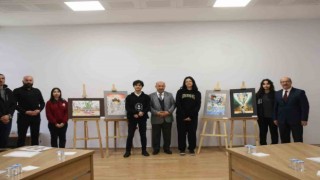 Kütahyada liseler arası resim yarışmasında dereceye giren öğrenciler ödüllendirildi