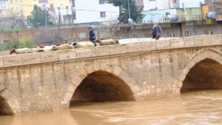 Mardinde yağışla birlikte tarihi Dunaysır Köprüsünün debisi yükseldi