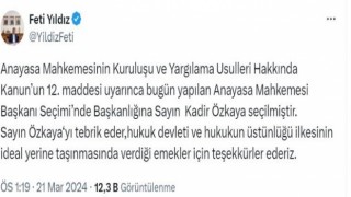 MHP Genel Başkan Yardımcısı Yıldızdan AYM Başkanı Özkayaya tebrik