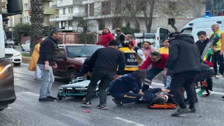 Milasta otomobil elektrikli motosiklete çarptı: 1 yaralı