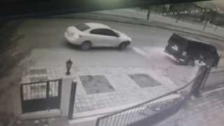 Sitenin girişine çarptı, böyle kaçtı