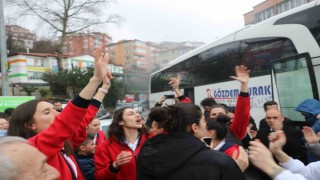 Süper Lige çıkan Zonguldakspor Basket 67 Takımına coşkulu karşılama