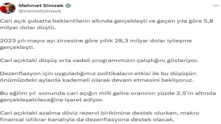 Bakan Şimşek: “Cari açıktaki düşüş orta vadeli programımızın çalıştığını gösteriyor”