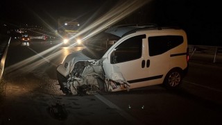 D100de bariyerlere çarpan hafif ticari aracın sürücüsü yaralandı