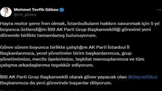 Esenler Belediye Başkanı Tevfik Göksunun İBB Meclisindeki AK Parti Grup Başkanvekilliği görevi sona erdi