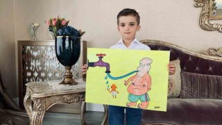 Kahramanmaraşta 7 yaşındaki minik karikatürist il birincisi oldu