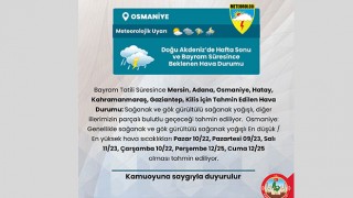 Osmaniye Valiliğinden Sağanak Yağış Uyarısı