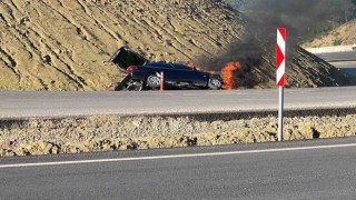 Osmaniyede kaza yapan otomobil yandı: 1 yaralı