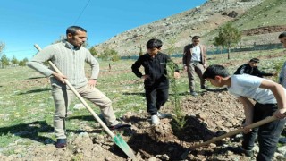 Sasonda öğretmen ve öğrenciler fidan dikimini geleneksel hale getirdi