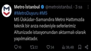 Üsküdar - Samandıra metro hattında arıza nedeniyle seferler durdu