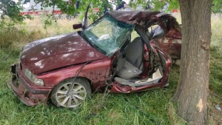 Adıyamanda otomobil ağaca çarptı: 1 ölü, 1 yaralı