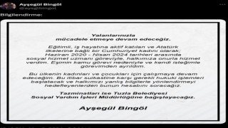 Ayşegül Bingölden iddialara cevap: “Nisan 2024te kendi isteğimle görevimden ayrıldım”